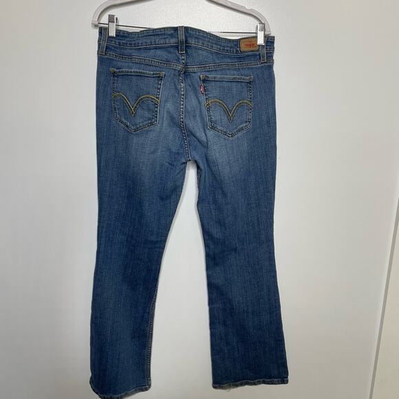 Levi SuperFlow 518 Bootcut Jean Low Rise Denim Whiskers Faded Med Wash Blue 15 M - Picture 2 of 14